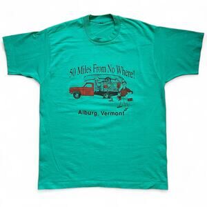 Vintage Obscure Alburg Vermont 50 Miles From No Where Canoe Truck Camp T Shirt